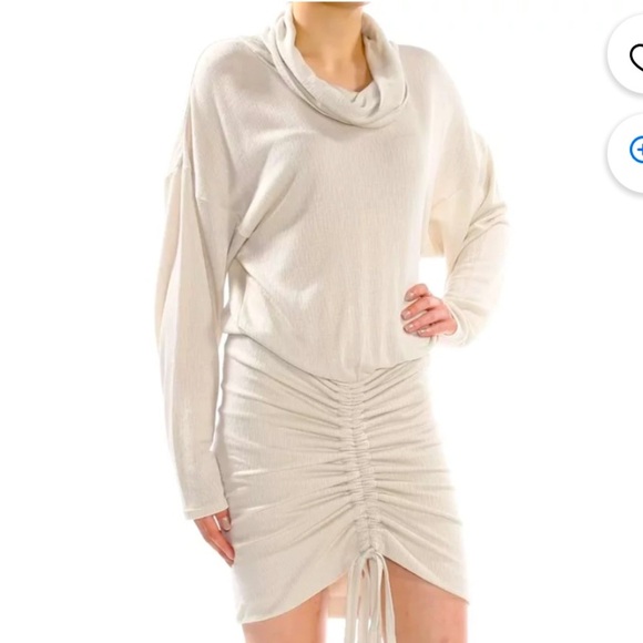 FREE PEOPLE Women’s Beige Ruched Dolman Sleeve Dress - Medium - Picture 1 of 5